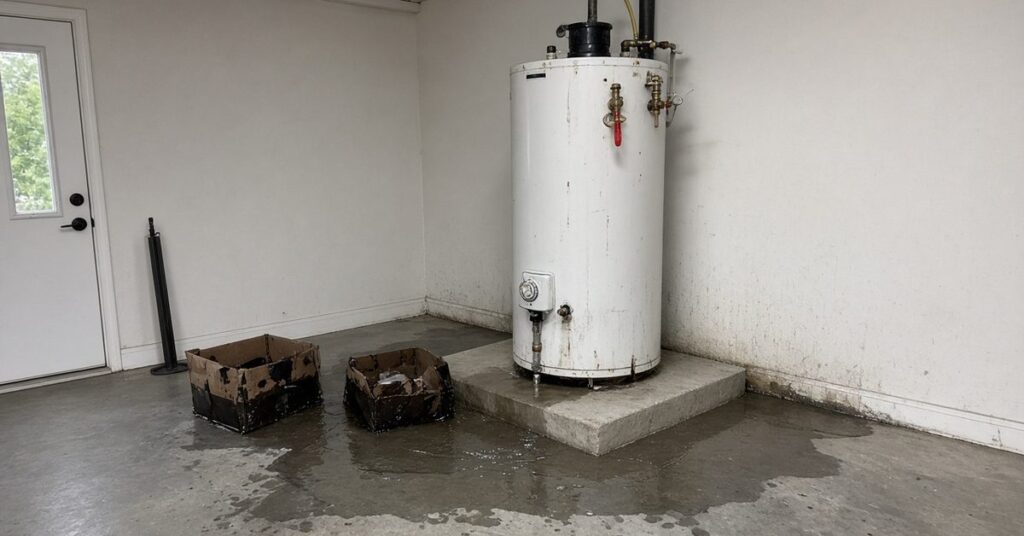 garage water heater burst dallas